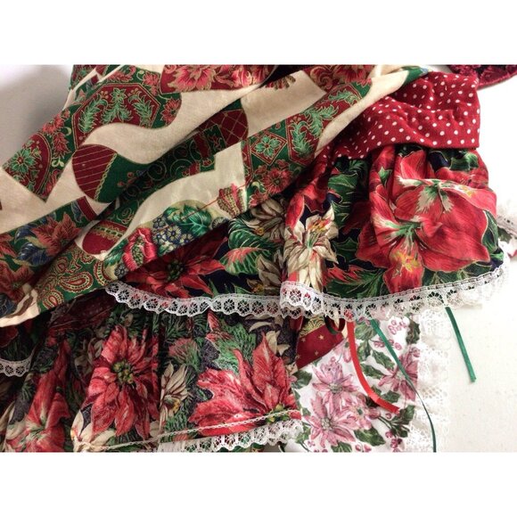 Handmade Christmas Dress Maxi Length Attached Apron Mrs. Claus Large - Picture 9 of 9